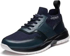 Men's Casual Dress Sneakers Breathable Leather Wool Knit Business Walking Shoes Comfortable Lightweight Lace Up Running Shoes
