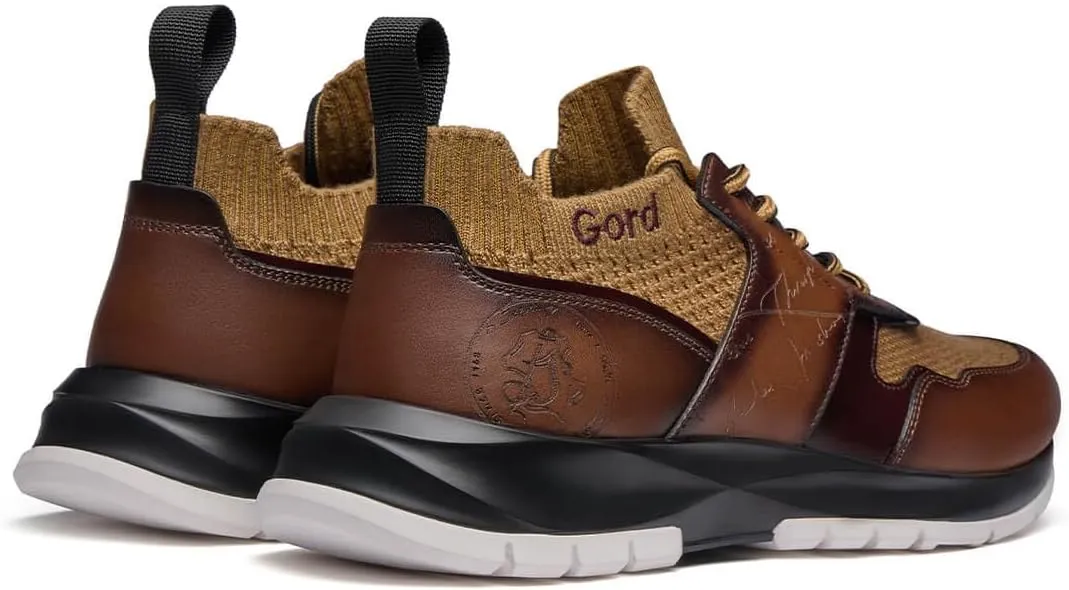 Men's Casual Dress Sneakers Breathable Leather Wool Knit Business Walking Shoes Comfortable Lightweight Lace Up Running Shoes