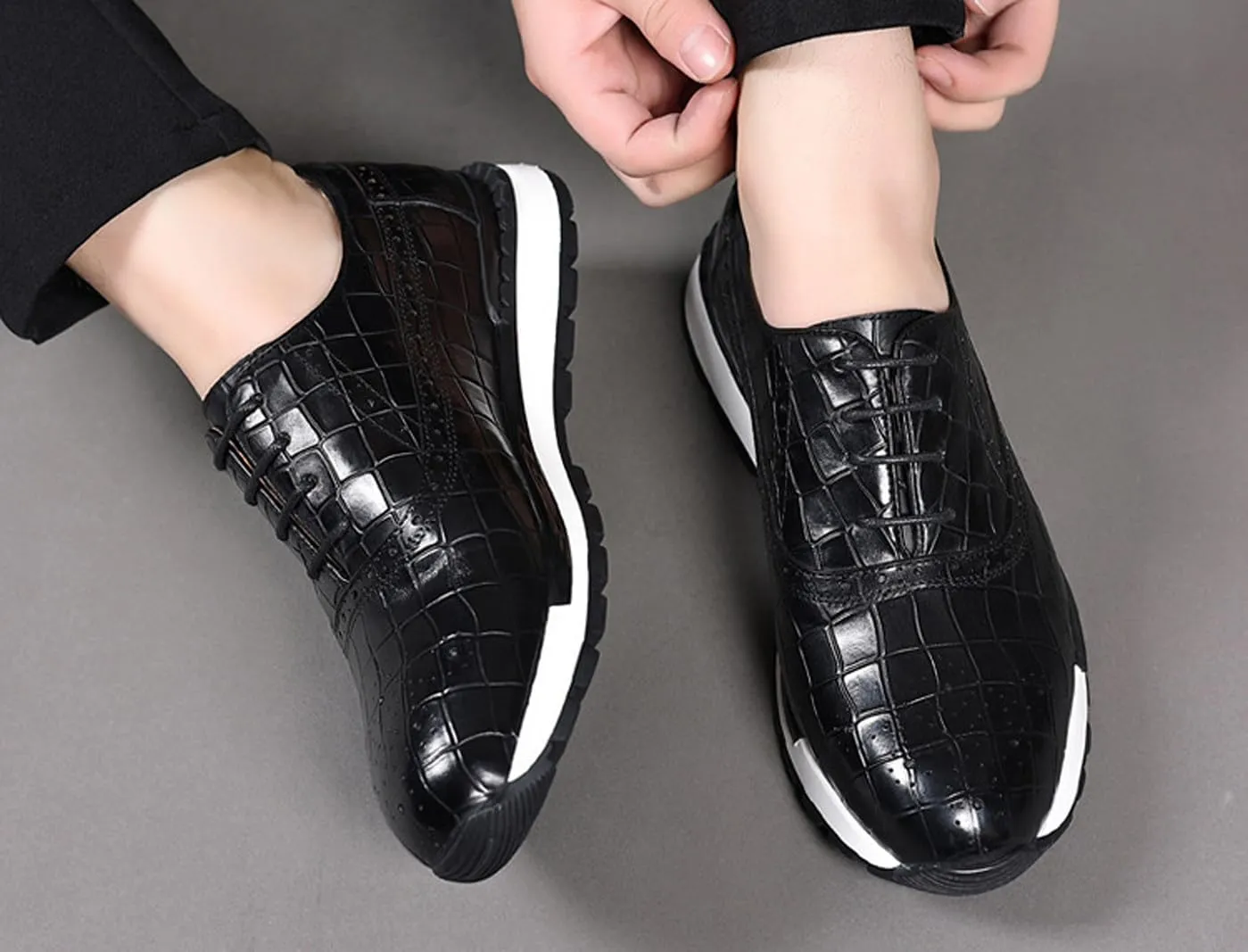 Men's Casual Sneakers - Genuine Leather Oxfords Shoes for Business & Walking | Breathable Comfortable Lightweight Fashion Sneakers for Men