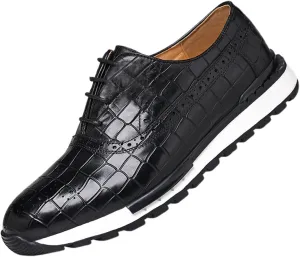 Men's Casual Sneakers - Genuine Leather Oxfords Shoes for Business & Walking | Breathable Comfortable Lightweight Fashion Sneakers for Men