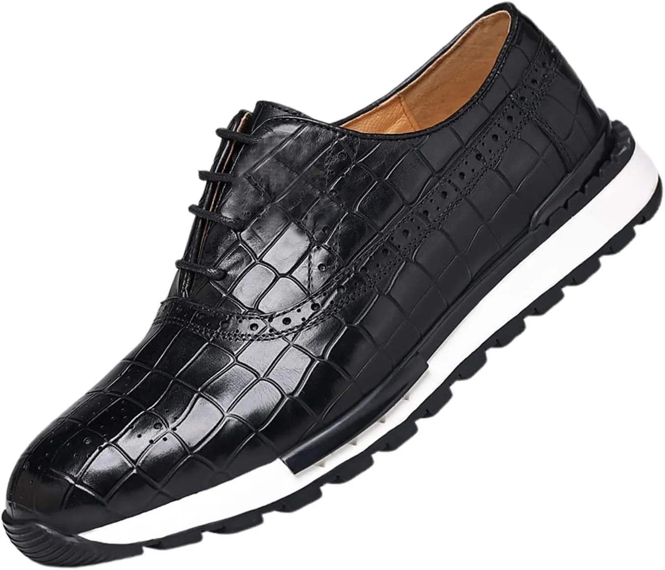 Men's Casual Sneakers - Genuine Leather Oxfords Shoes for Business & Walking | Breathable Comfortable Lightweight Fashion Sneakers for Men