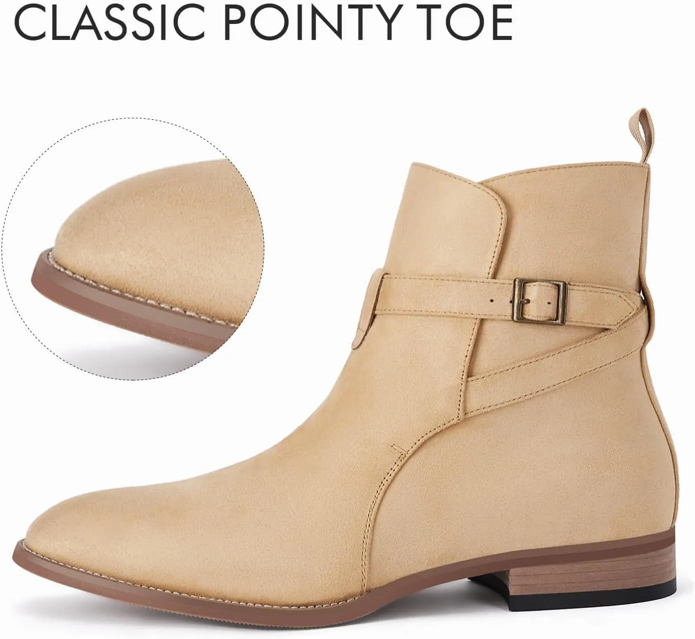 Mens Chelsea Boots Dress Shoes Buckle Strap Chukka Motorcycle Comfortable Walking Ankle Booties