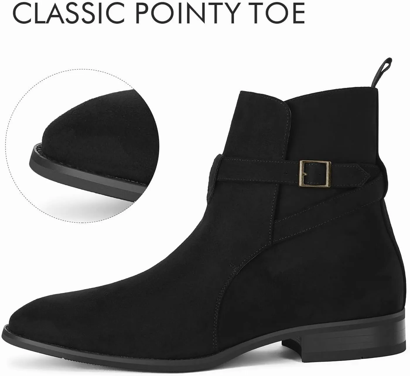Mens Chelsea Boots Dress Shoes Buckle Strap Chukka Motorcycle Comfortable Walking Ankle Booties