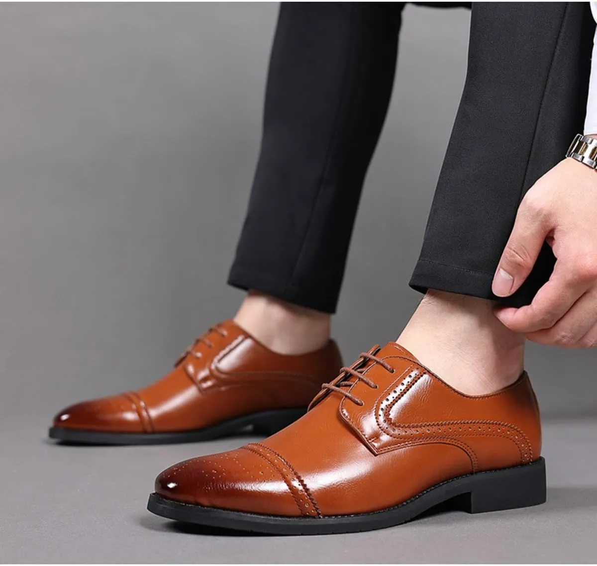 Men's Dress Shoes Lace-up Classic Derby Wingtip Brogues Formal Business Comfort Oxford Shoes