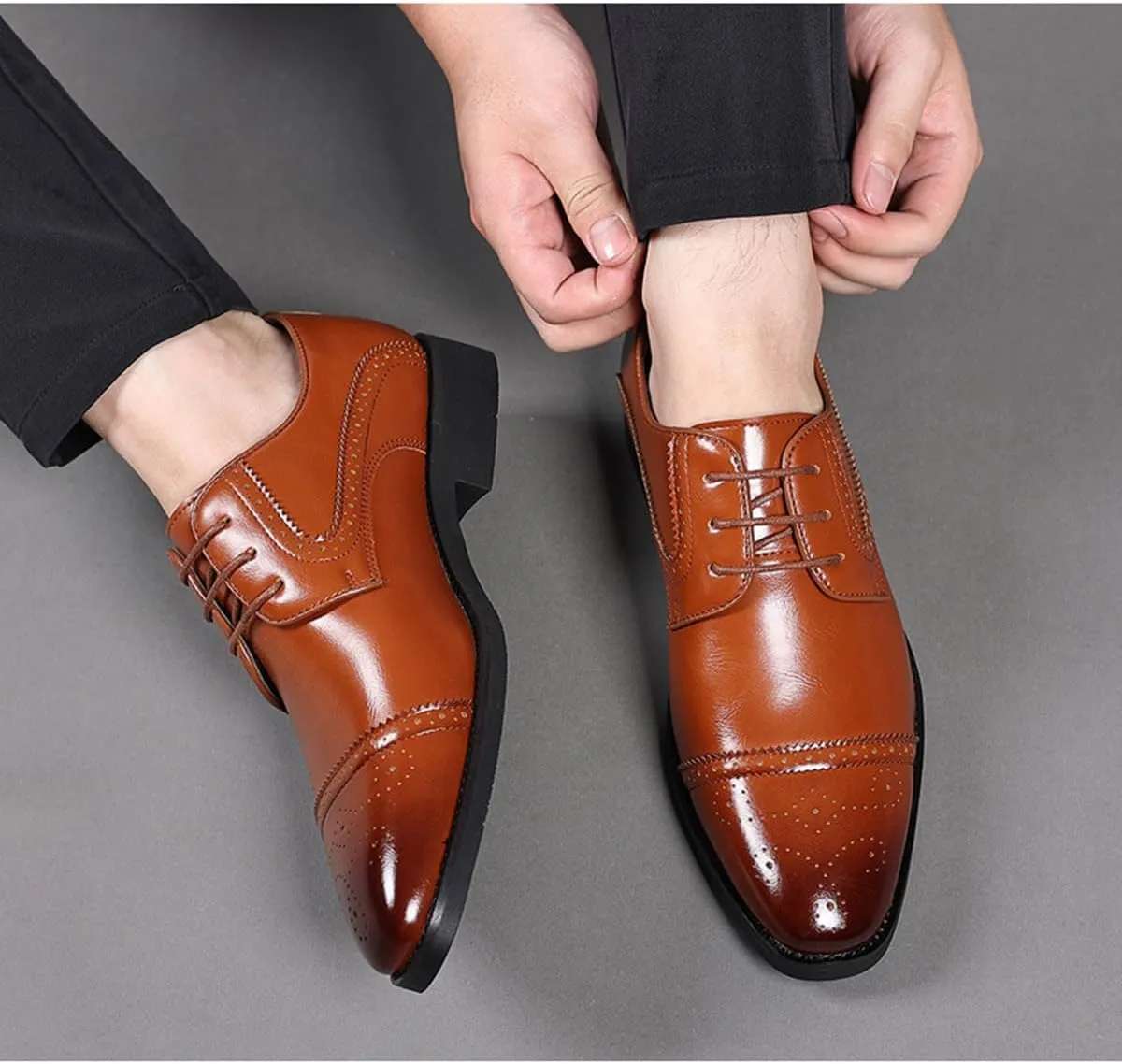 Men's Dress Shoes Lace-up Classic Derby Wingtip Brogues Formal Business Comfort Oxford Shoes