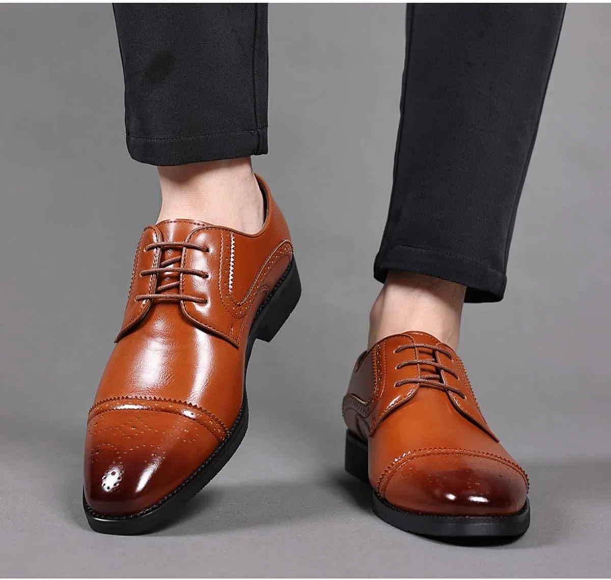 Men's Dress Shoes Lace-up Classic Derby Wingtip Brogues Formal Business Comfort Oxford Shoes