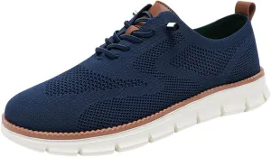 Mens Dress Shoes Work Shoes Wide Width Non Slip Casual Dress Lightweight Breathable Basic Relaxed Shoe Business Workout Walking Running Outdoor Sneakers Mesh Knit Lace-Up Soft Loafers Oxfords