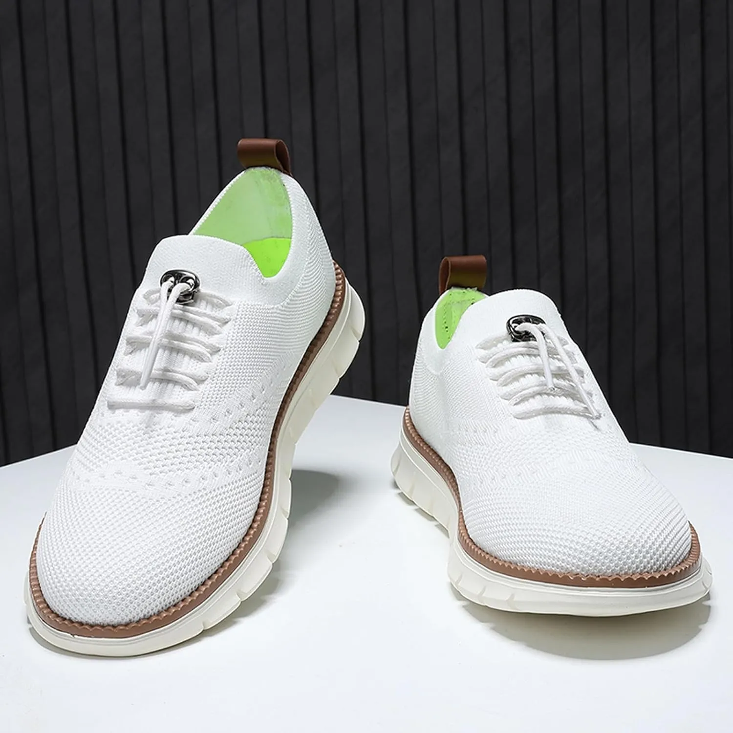 Mens Dress Shoes Work Shoes Wide Width Non Slip Casual Dress Lightweight Breathable Basic Relaxed Shoe Business Workout Walking Running Outdoor Sneakers Mesh Knit Lace-Up Soft Loafers Oxfords