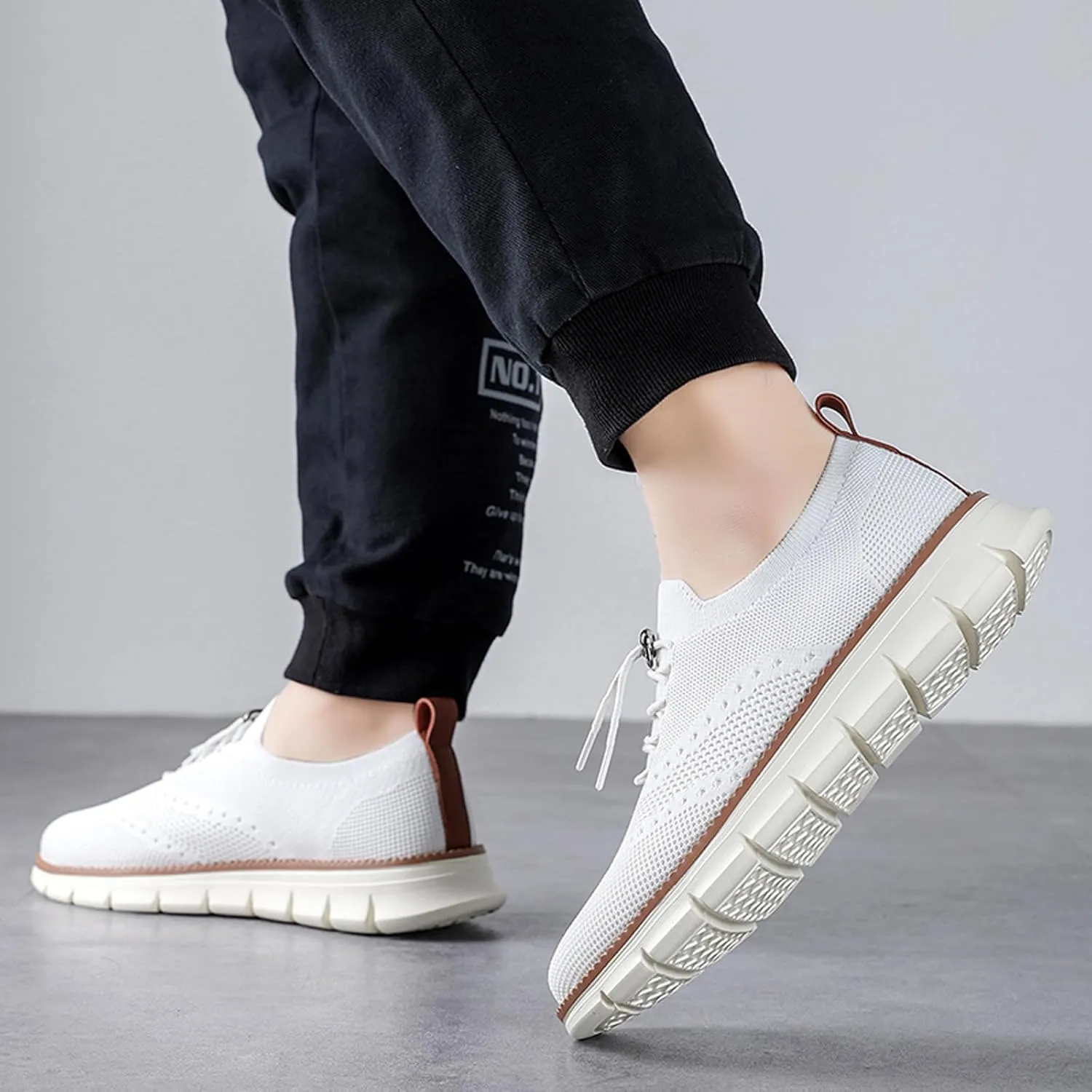 Mens Dress Shoes Work Shoes Wide Width Non Slip Casual Dress Lightweight Breathable Basic Relaxed Shoe Business Workout Walking Running Outdoor Sneakers Mesh Knit Lace-Up Soft Loafers Oxfords