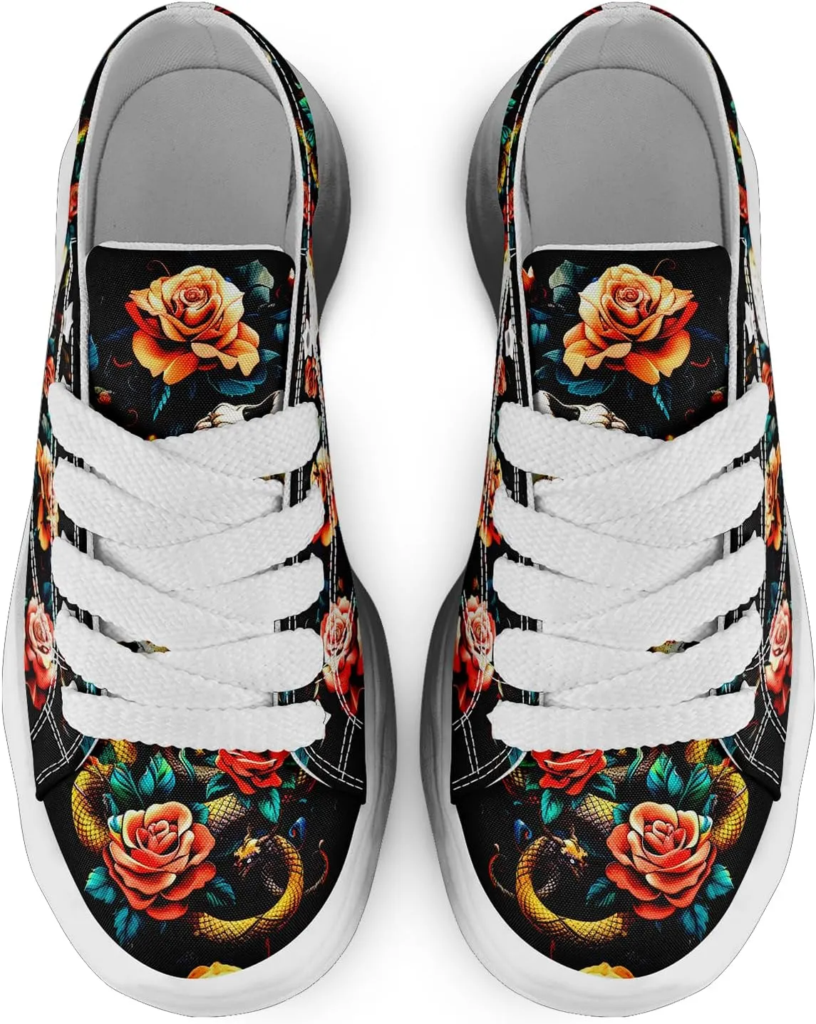Men's Fashion Canvas Sneaker Low Top Flat Casual Shoes Women's Vibrant Skull Lightweight Comfort Walking Shoes