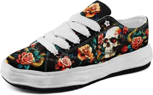 Men's Fashion Canvas Sneaker Low Top Flat Casual Shoes Women's Vibrant Skull Lightweight Comfort Walking Shoes