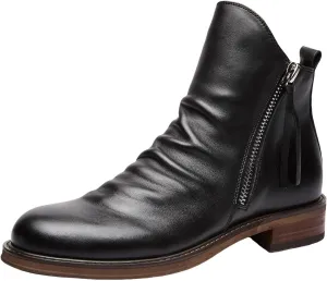 Men's Fashionable Retro Ankle Boots Zipper Sleeve Casual Leather Chukka Boot Water Proof Side Zip Chukka Boots Mens Pack