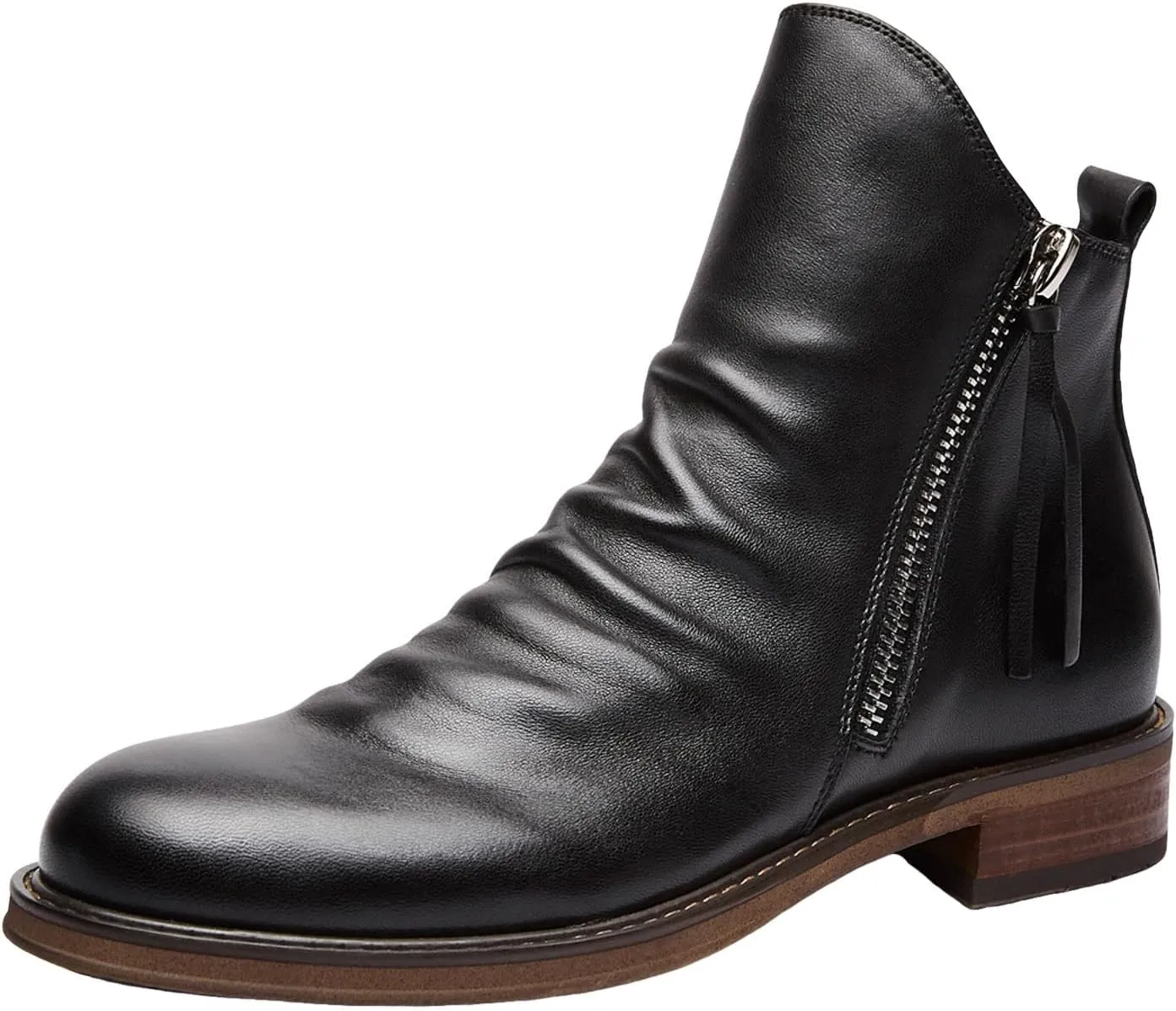 Men's Fashionable Retro Ankle Boots Zipper Sleeve Casual Leather Chukka Boot Water Proof Side Zip Chukka Boots Mens Pack