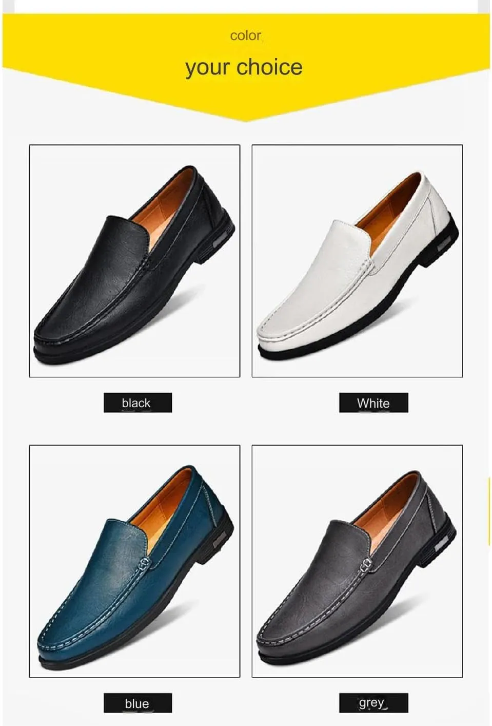 Mens Genuine Leather Slip-on Loafers Casual Hollow Breathable Comfort Penny Loafers Shoes Soft Sole Flat Dress Driving Causal Shoes