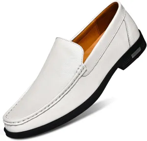 Mens Genuine Leather Slip-on Loafers Casual Hollow Breathable Comfort Penny Loafers Shoes Soft Sole Flat Dress Driving Causal Shoes