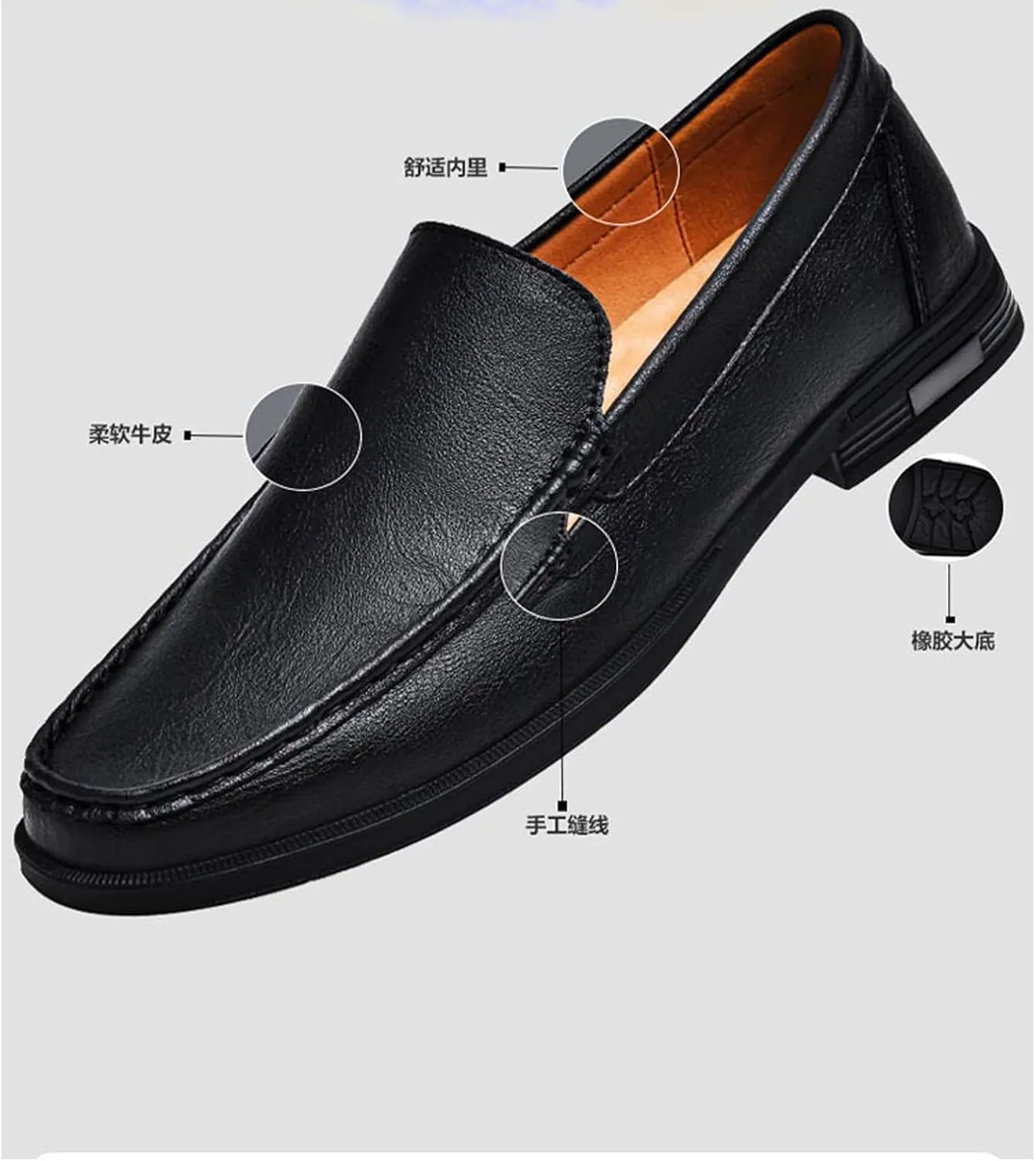 Mens Genuine Leather Slip-on Loafers Casual Hollow Breathable Comfort Penny Loafers Shoes Soft Sole Flat Dress Driving Causal Shoes