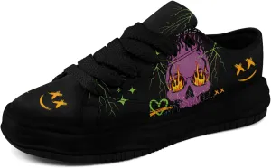 Men's Gothic Skull Fashion Sneakers Casual Skateboarding Canvas Shoes for Women Streetwear Trendy Comfort Walking Shoes
