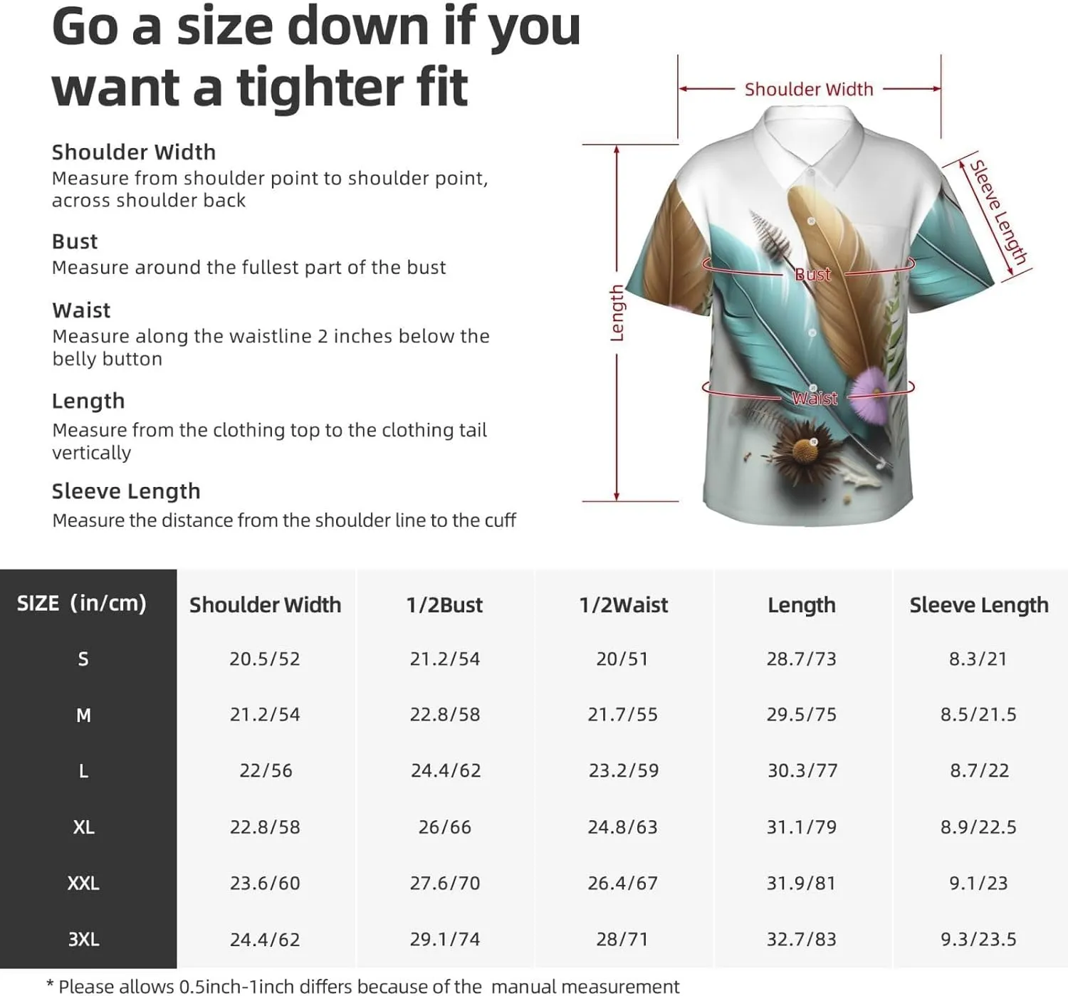 Men's Hawaiian Shirt Feather Flower Short Sleeve Button Down Tropical Holiday Beach Vacation Shirt