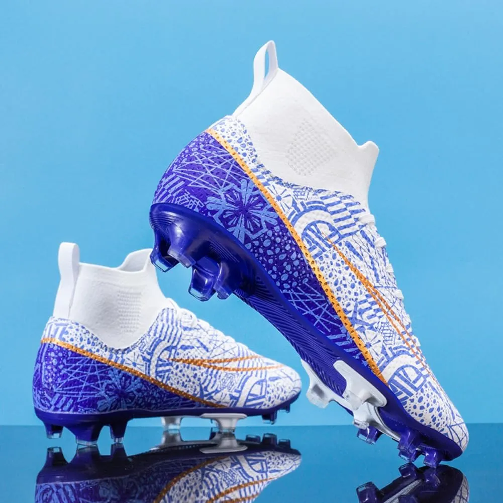 Men's High-Top Cleats Soccer for Football Training - Lightweight Turf Shoes for School - Futsal Shoes for Soccer Game