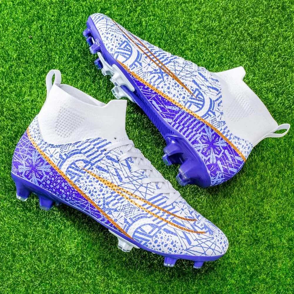 Men's High-Top Cleats Soccer for Football Training - Lightweight Turf Shoes for School - Futsal Shoes for Soccer Game