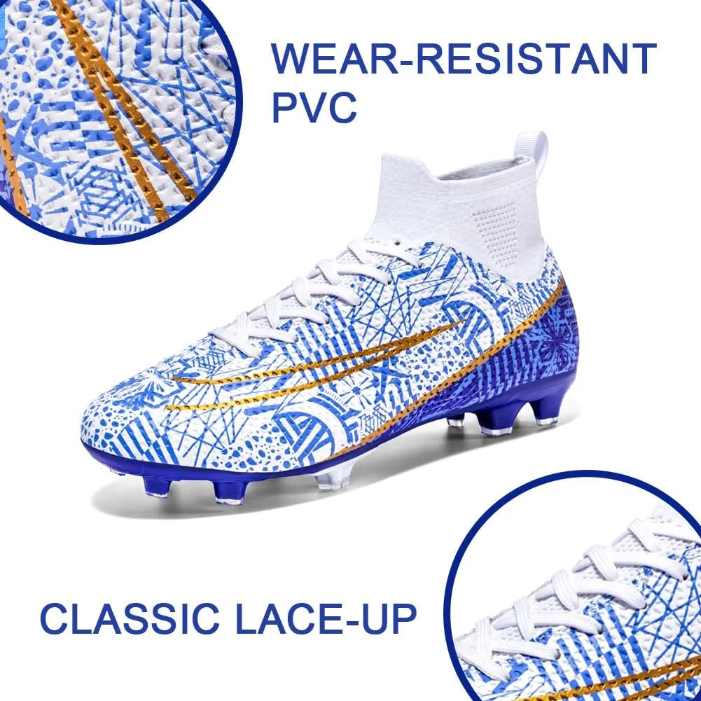 Men's High-Top Cleats Soccer for Football Training - Lightweight Turf Shoes for School - Futsal Shoes for Soccer Game