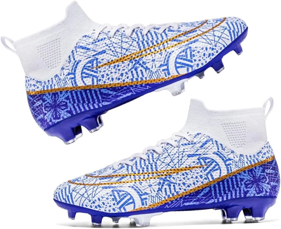 Men's High-Top Cleats Soccer for Football Training - Lightweight Turf Shoes for School - Futsal Shoes for Soccer Game