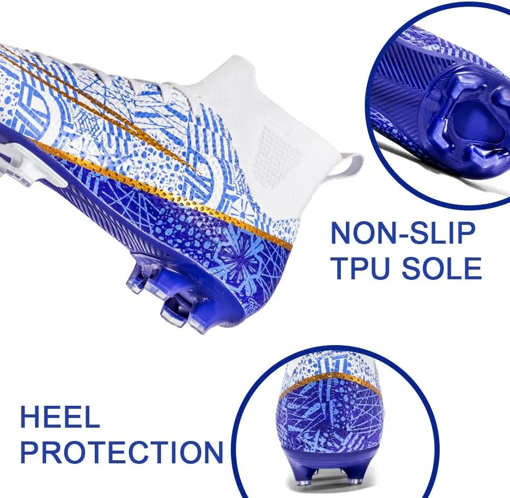 Men's High-Top Cleats Soccer for Football Training - Lightweight Turf Shoes for School - Futsal Shoes for Soccer Game
