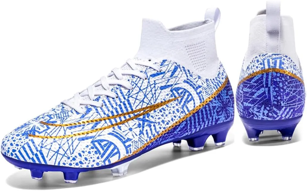 Men's High-Top Cleats Soccer for Football Training - Lightweight Turf Shoes for School - Futsal Shoes for Soccer Game