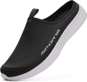 Men's Knitting Mesh Slip-On Casual Mules Comfort Round Toe Platform Arch Support Clog Open Back Shoes Non-Slip Lightweight Indoor Outdoor House Slippers
