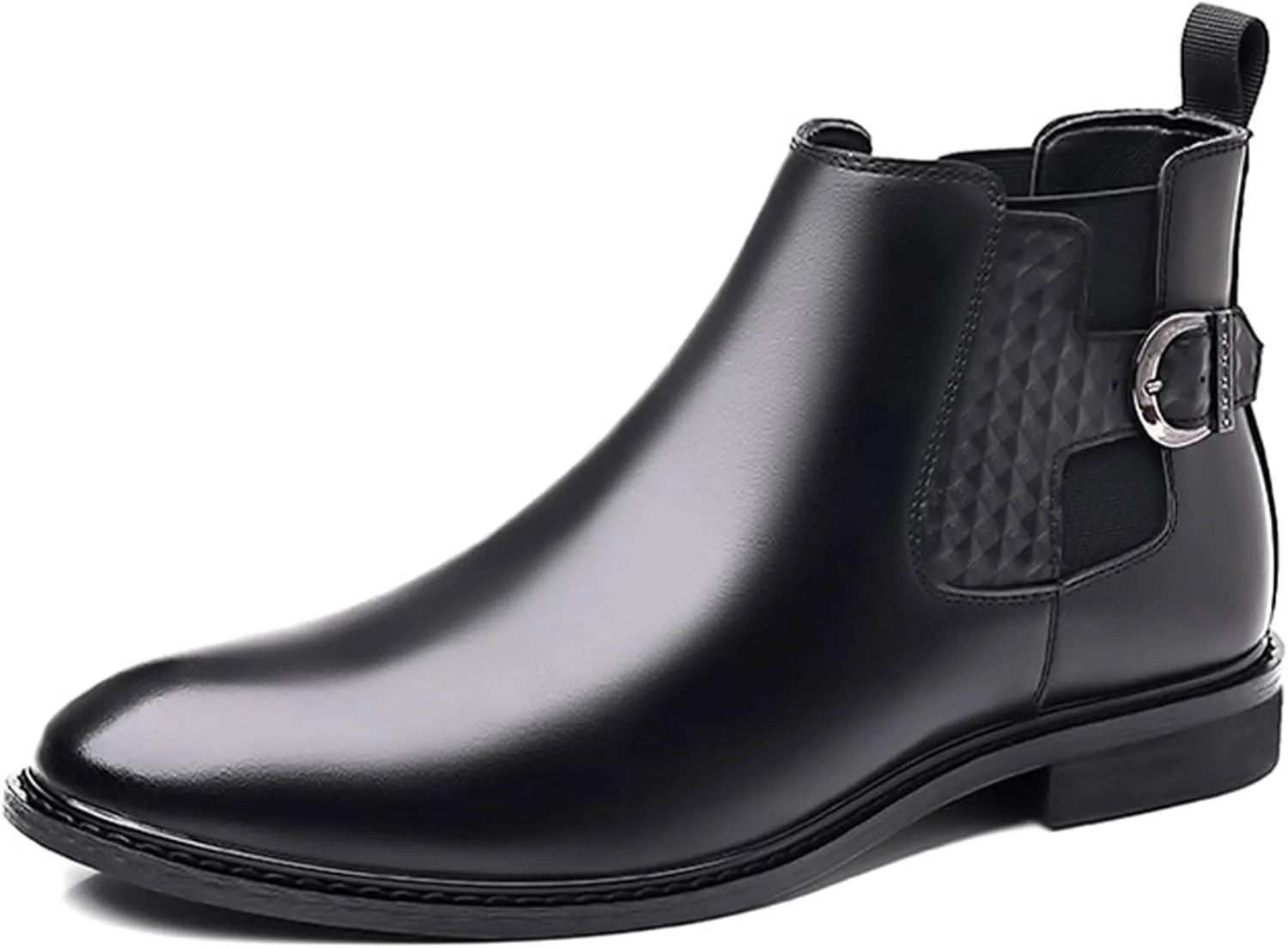 Men's Leather Monk Strap Ankle Boots Fashion Slip On Chelsea Boots Casual Work Boots