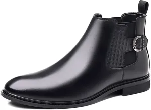 Men's Leather Monk Strap Ankle Boots Fashion Slip On Chelsea Boots Casual Work Boots