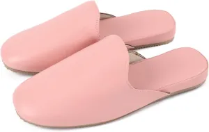 Men's Leather Slippers Genuine Leather Slippers for Men Scuff Slippers with Memory Foam Minimalist Mules House Slip-on Shoes for Office Home Bedroom Living Room Guests Visitor