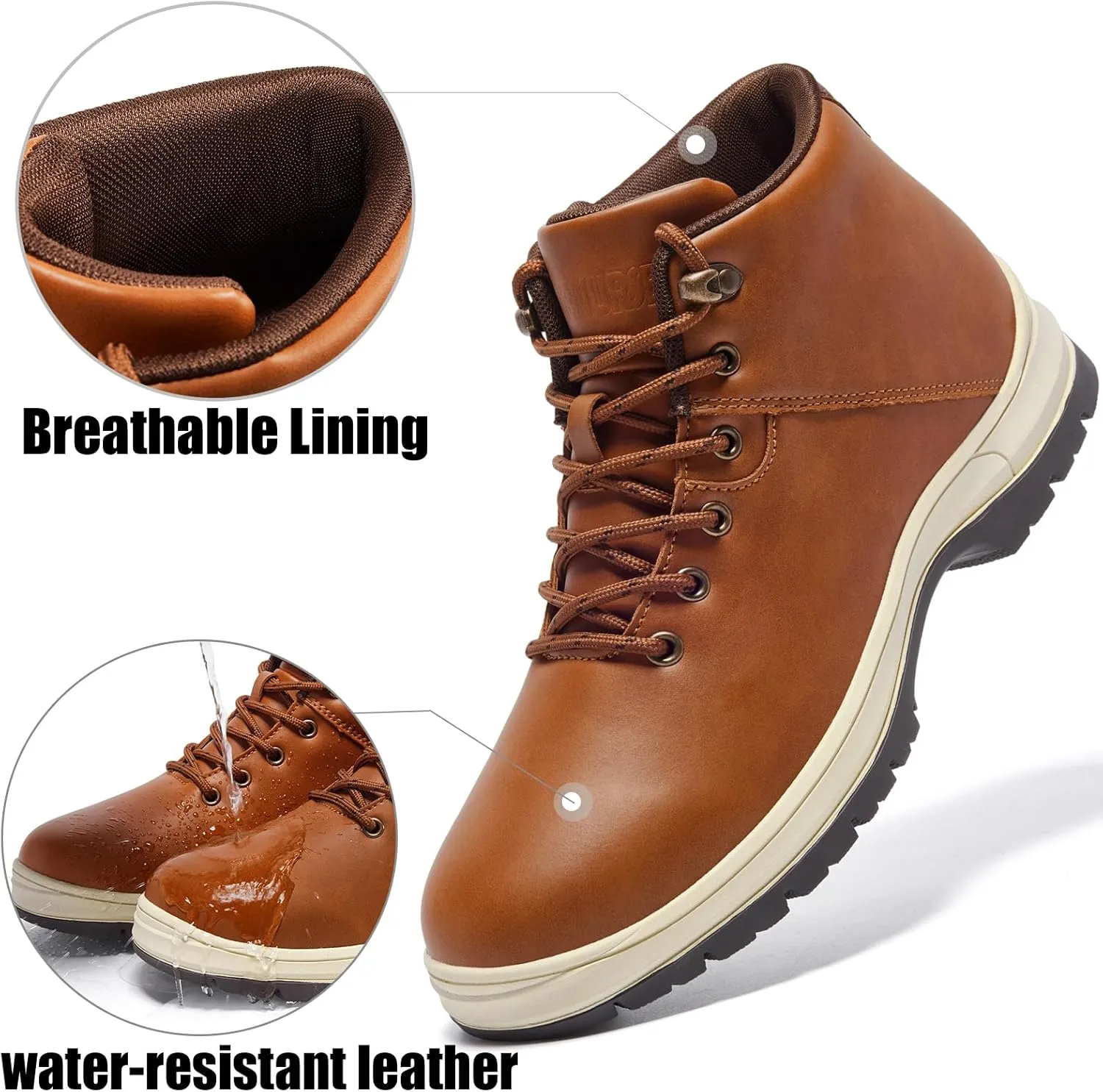 Mens Lightweight Hiking Boots Water Resistant Mid Ankle Work Casual Hiker Trekking Outdoor Boots Anti Slip Hiking Shoes