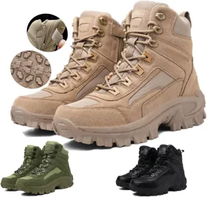 Men'S Military Tactical Work Boots Side Zipper Lightweight Army Combat Boots Durable Outdoor Work Boots Desert Boots Men'S Waterproof Tactical Hiking Boots