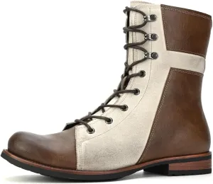 Men's Motorcycle Boots Casual Dress Retro Lace-up Boots for Men Riding Boots