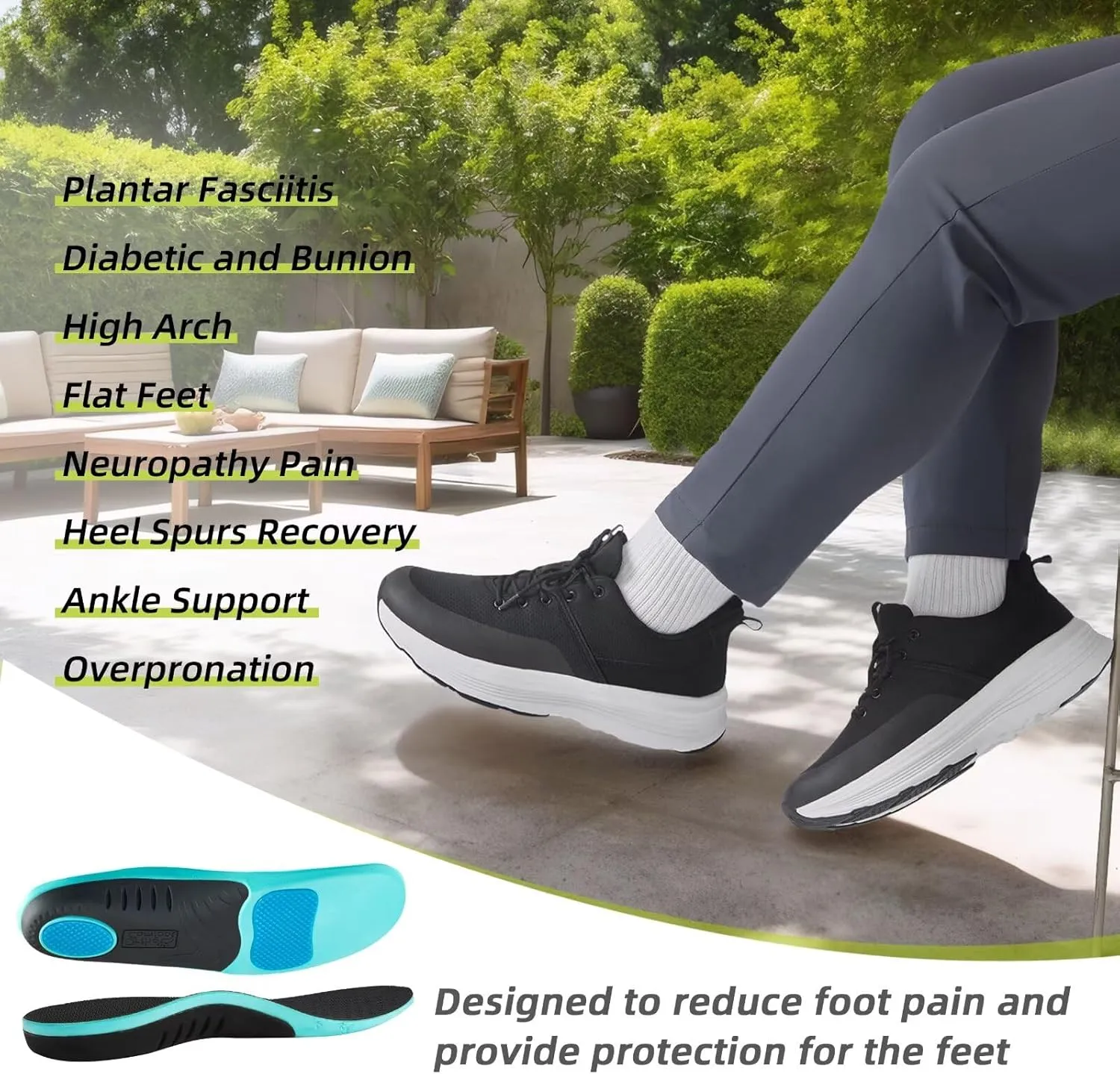 Men's Orthopedic Fashion Sneakers with Arch Support: Comfortable Plantar Fasciitis Walking Shoes, Orthotic High Arch Flat Feet Pain Relief Casual Work Tennis Athletic Sports Sneakers