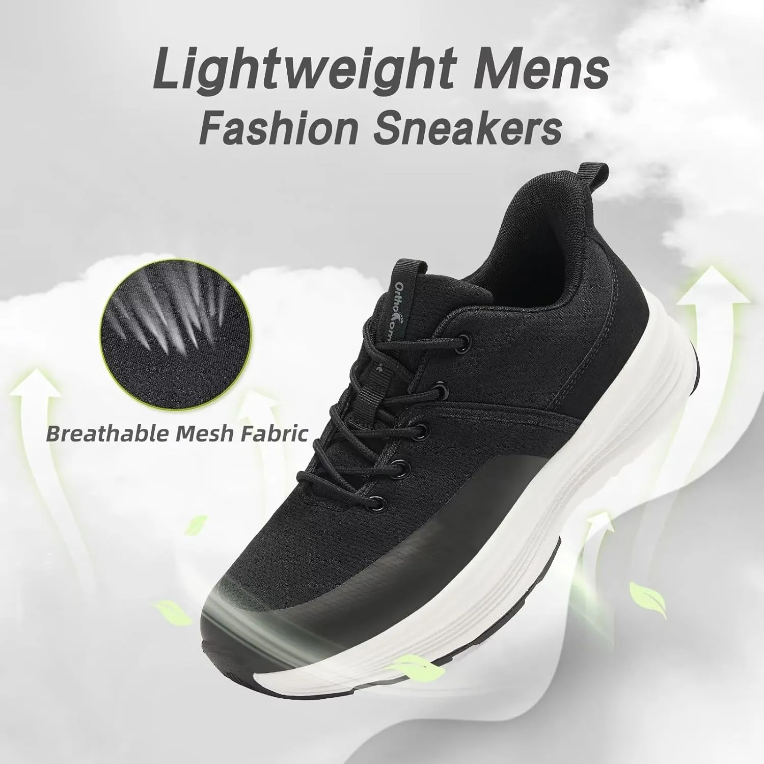 Men's Orthopedic Fashion Sneakers with Arch Support: Comfortable Plantar Fasciitis Walking Shoes, Orthotic High Arch Flat Feet Pain Relief Casual Work Tennis Athletic Sports Sneakers