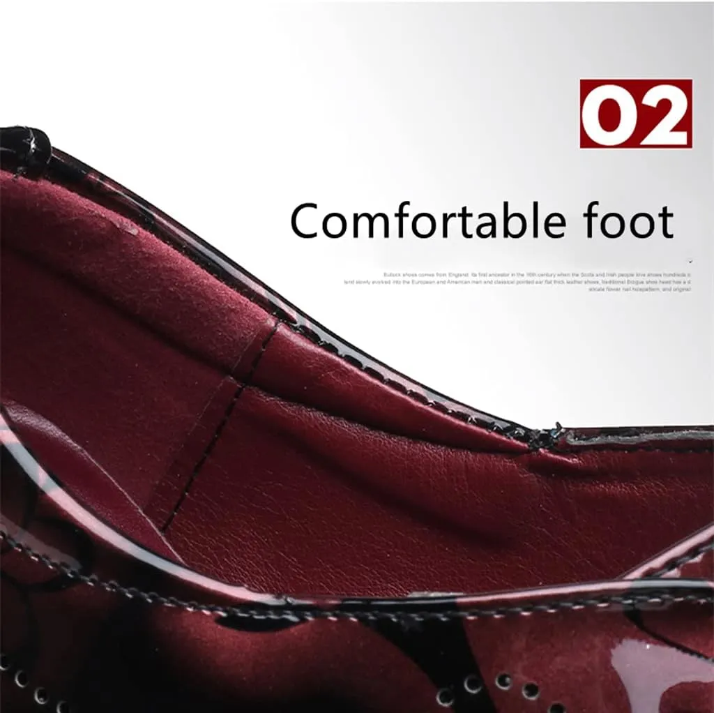 Men's Prince Classic Modern Formal Oxfords Wingtip Lace Up Dress Shoes Business Lace-up Plain Toe Leather Brogue