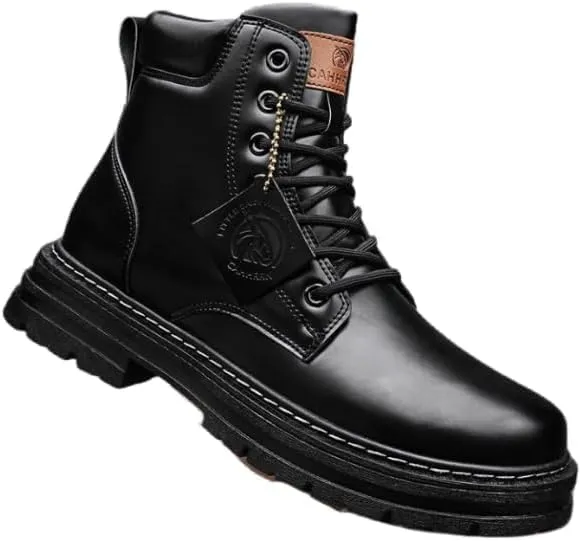 Mens Water Resistant Leather Work Boots Casual Boots for Men Men's Anti-Slip Wear-Resistant Fashion Hiking Boots