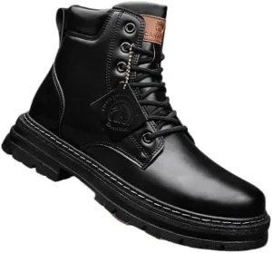 Mens Water Resistant Leather Work Boots Casual Boots for Men Men's Anti-Slip Wear-Resistant Fashion Hiking Boots
