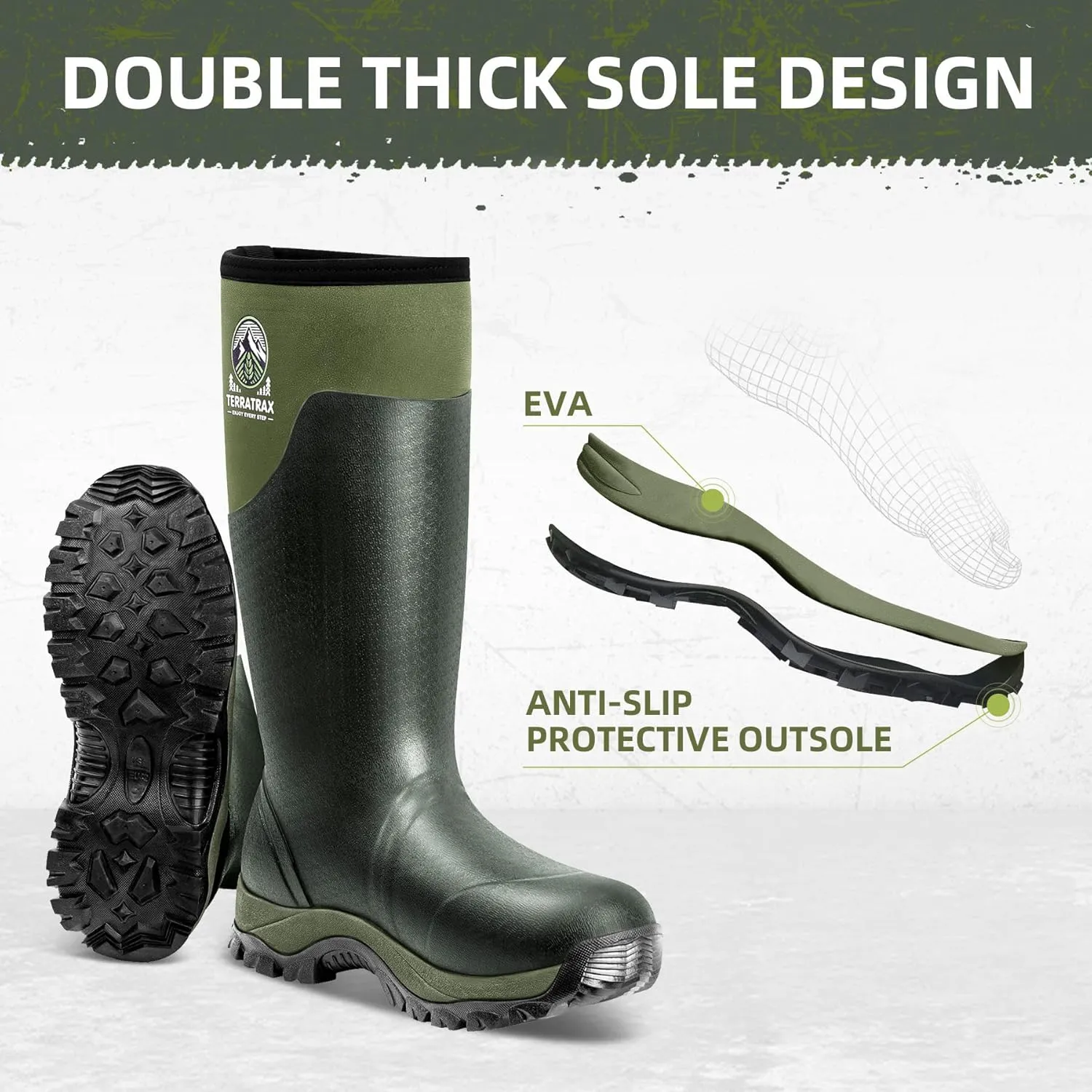 Men's Waterproof Insulated Rubber Hunting Boots – 6mm Neoprene Rain Boots for Outdoor Work, Fishing, Farming & Gardening