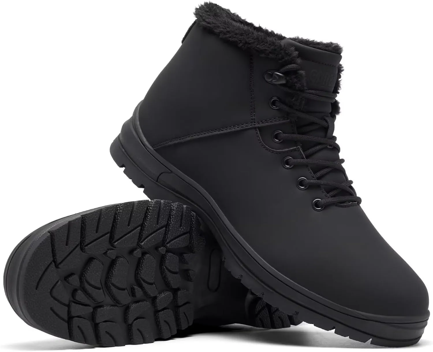 Mens Winter Snow Boots Water Resistant Warm Fur Lined Anti Slip Work Ankle Shoes Casual Lightweight Hiking Outdoor Trekking Boot