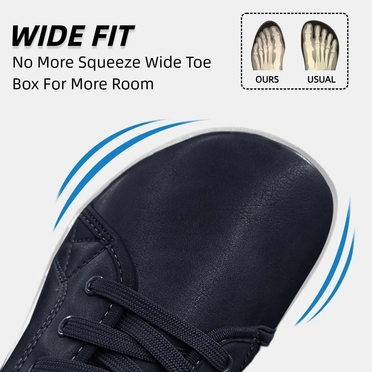 Mens Womens Minimalist Barefoot Sneakers Leather Shoes Wide Toe Box Zero Drop Walking Shoes