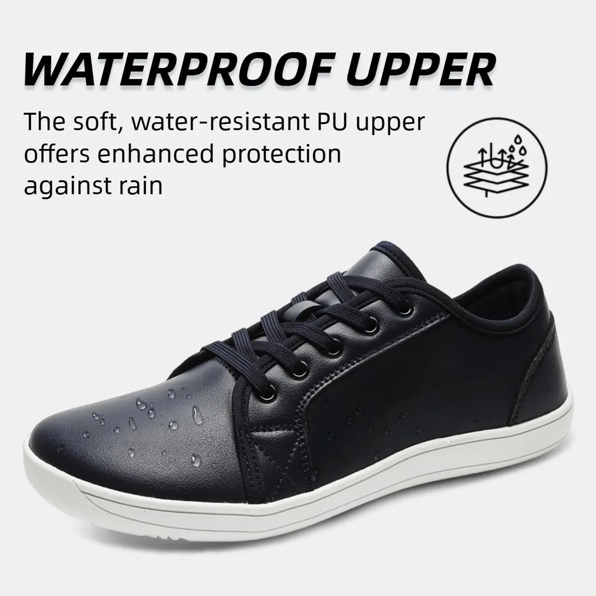 Mens Womens Minimalist Barefoot Sneakers Leather Shoes Wide Toe Box Zero Drop Walking Shoes