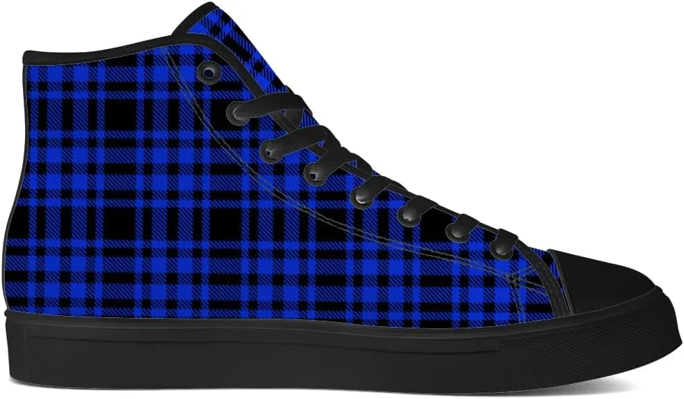 Men's Women's Plaid High Top Canvas Shoes Scottish Tartan Plaid High Top Sneakers Lace Up Casual Shoes Gifts for Men Women