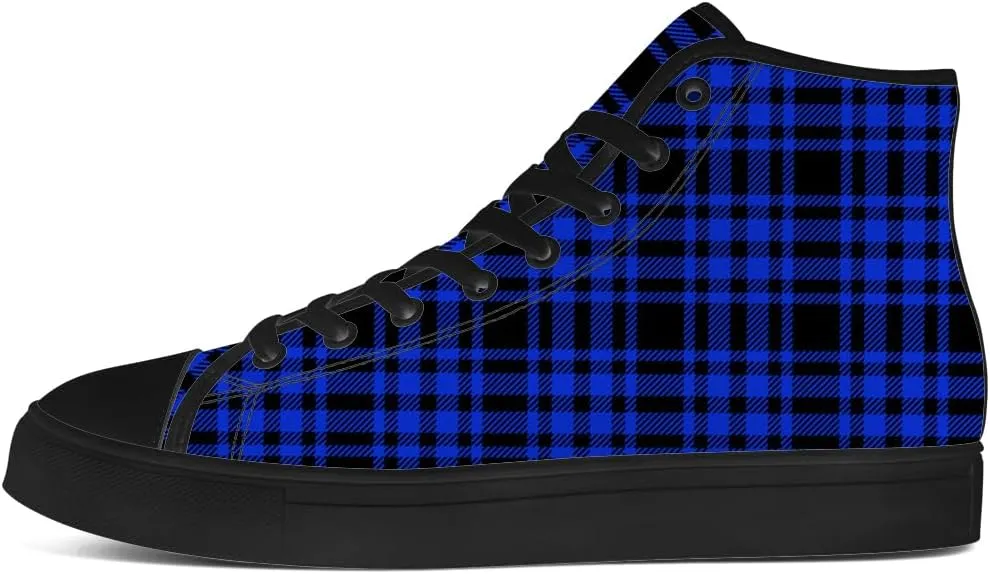 Men's Women's Plaid High Top Canvas Shoes Scottish Tartan Plaid High Top Sneakers Lace Up Casual Shoes Gifts for Men Women