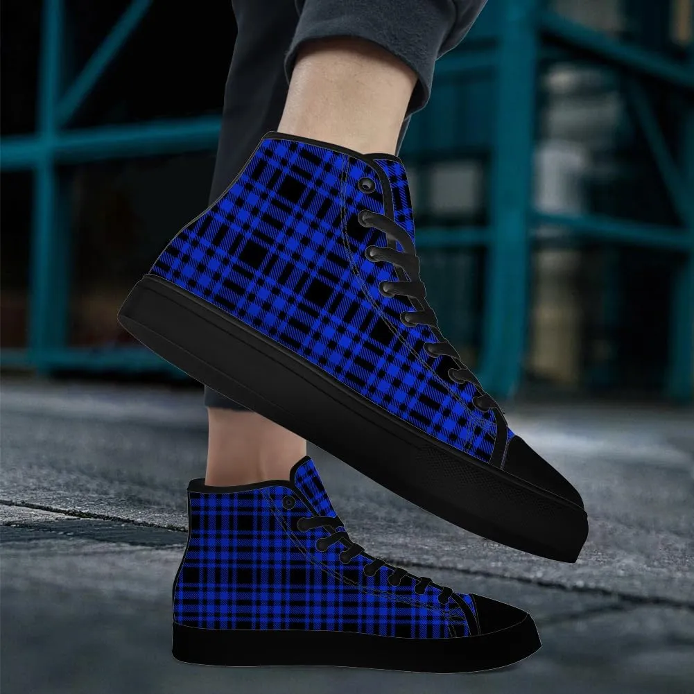 Men's Women's Plaid High Top Canvas Shoes Scottish Tartan Plaid High Top Sneakers Lace Up Casual Shoes Gifts for Men Women