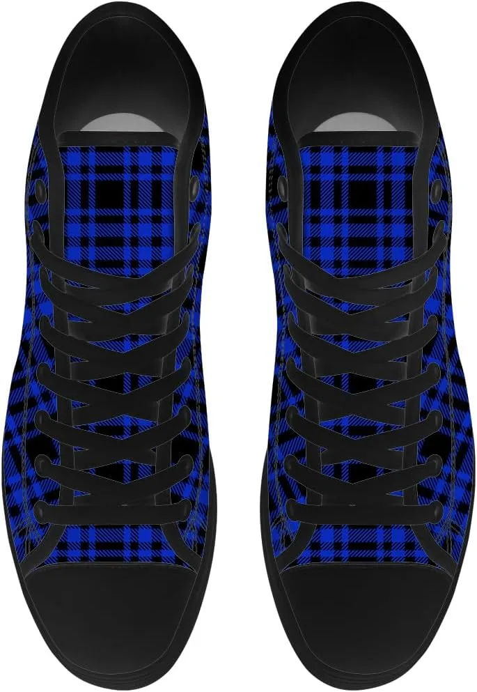Men's Women's Plaid High Top Canvas Shoes Scottish Tartan Plaid High Top Sneakers Lace Up Casual Shoes Gifts for Men Women
