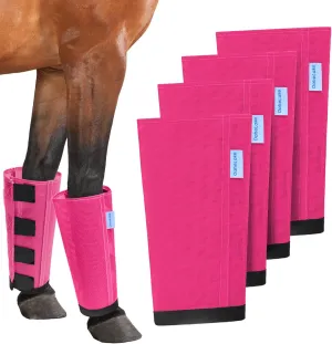 Mesh Horse Fly Boots Set of 4, Loose Fitting Leggings for Horses, Reduce Stressful Stomping, Breathable Adjustable and Universal Fit for 4 Legs, Reliable Stay Put (Magenta)