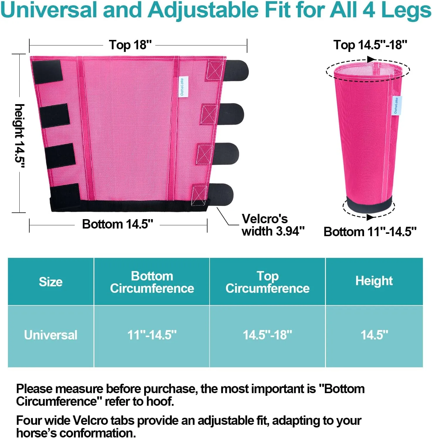 Mesh Horse Fly Boots Set of 4, Loose Fitting Leggings for Horses, Reduce Stressful Stomping, Breathable Adjustable and Universal Fit for 4 Legs, Reliable Stay Put (Magenta)